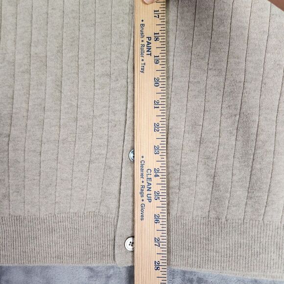 Club Room Cardigan Sweater Vest Mens L Beige 100% Lambswool Button Up Grandpa - Picture 6 of 6